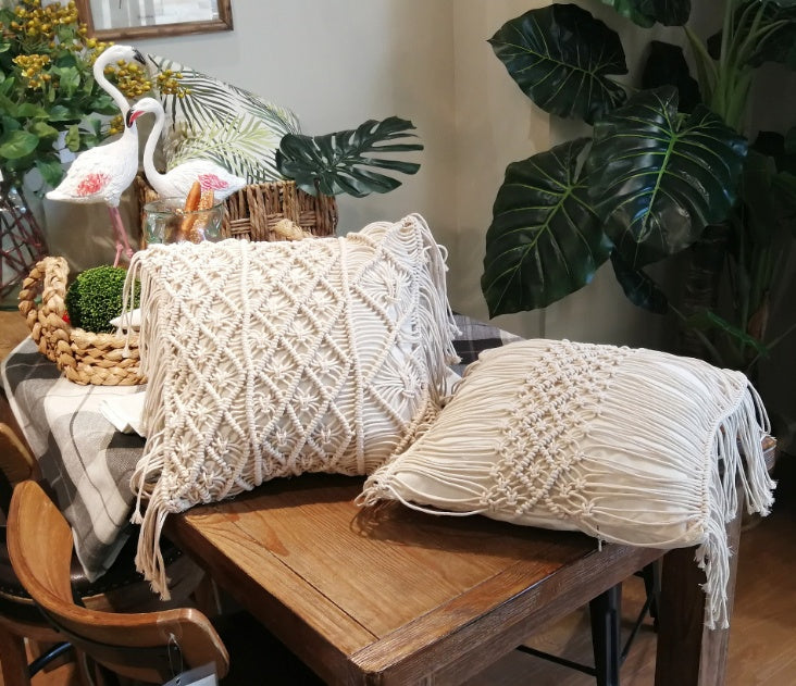 Rook – Handgeweven Macrame Katoenen Kussenhoes