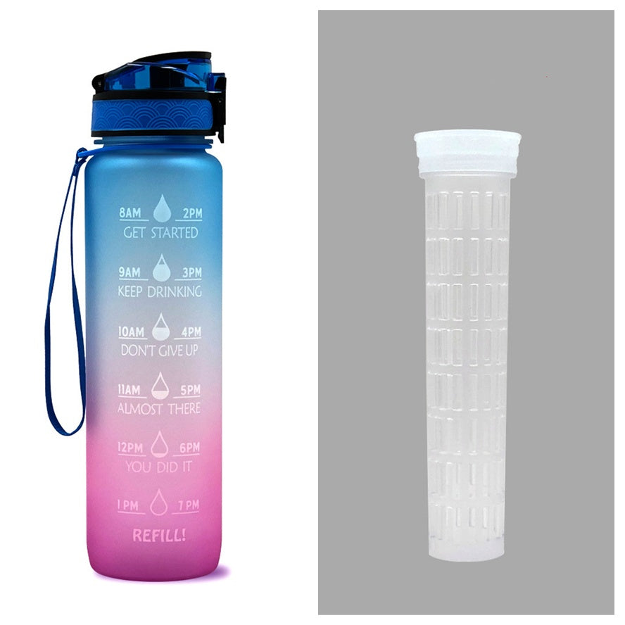 1L Motiverende Drinkfles met Tijdmarkeringen – Lekvrije BPA-vrije Tritan Sportfles – Kleurovergang Design