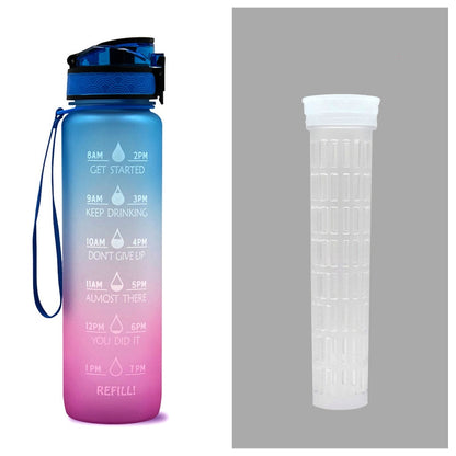 1L Motiverende Drinkfles met Tijdmarkeringen – Lekvrije BPA-vrije Tritan Sportfles – Kleurovergang Design