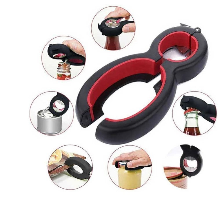 Sebastian – 6 in 1 Creatieve Multifunctionele RVS Blikopener en Flesopener
