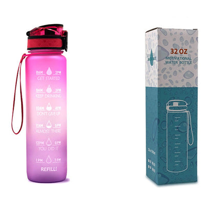 1L Motiverende Drinkfles met Tijdmarkeringen – Lekvrije BPA-vrije Tritan Sportfles – Kleurovergang Design