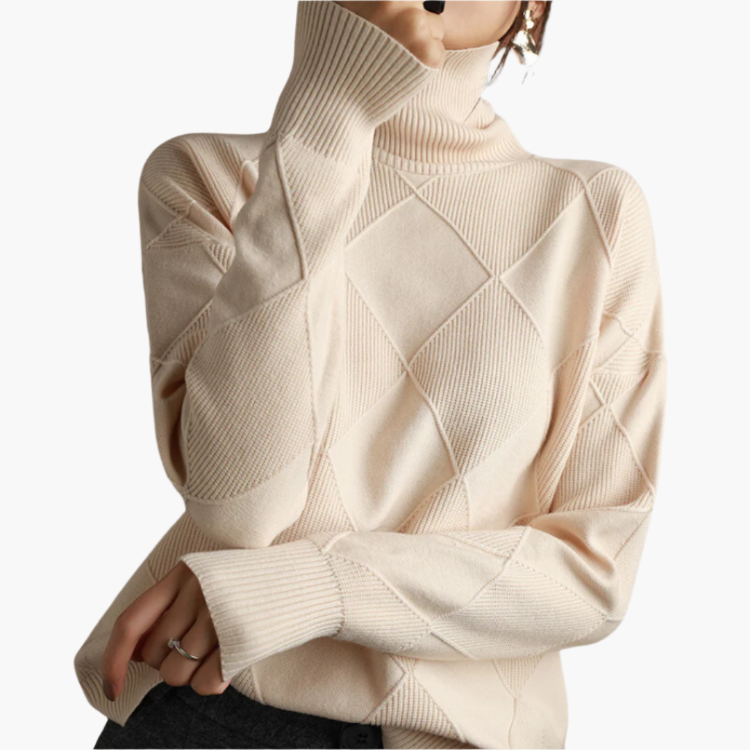 Women's Modern Geometric Knit Pullover Sweater - Casual Chic Style
