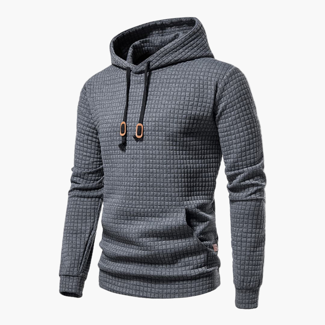 Men's Casual Plaid Hoodie – Modern Slim Fit Pullover for Everyday Comfort