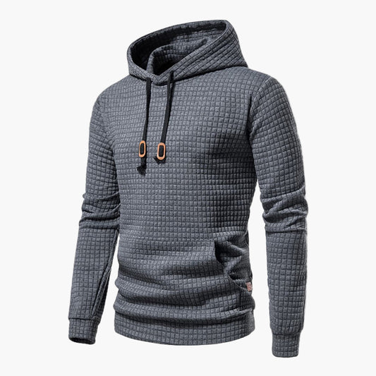 Men's Casual Plaid Hoodie – Modern Slim Fit Pullover for Everyday Comfort