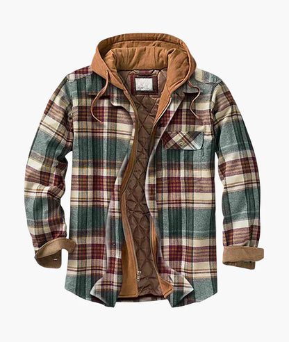 Men's Plaid Sherpa-Lined Hooded Shirt Jacket - Urban Casual Outerwear