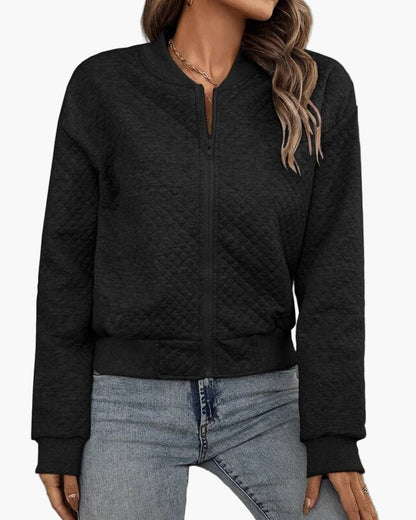 Women's Quilted Bomber Jacket Casual Street Style