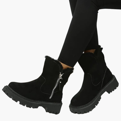 Women's Cozy Winter Ankle Boots with Faux Fur Cuff and Chunky Sole - Stylish Everyday Footwear