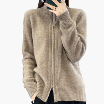 Women's Classic Zip-Up Cardigan Sweater – Everyday Casual Style