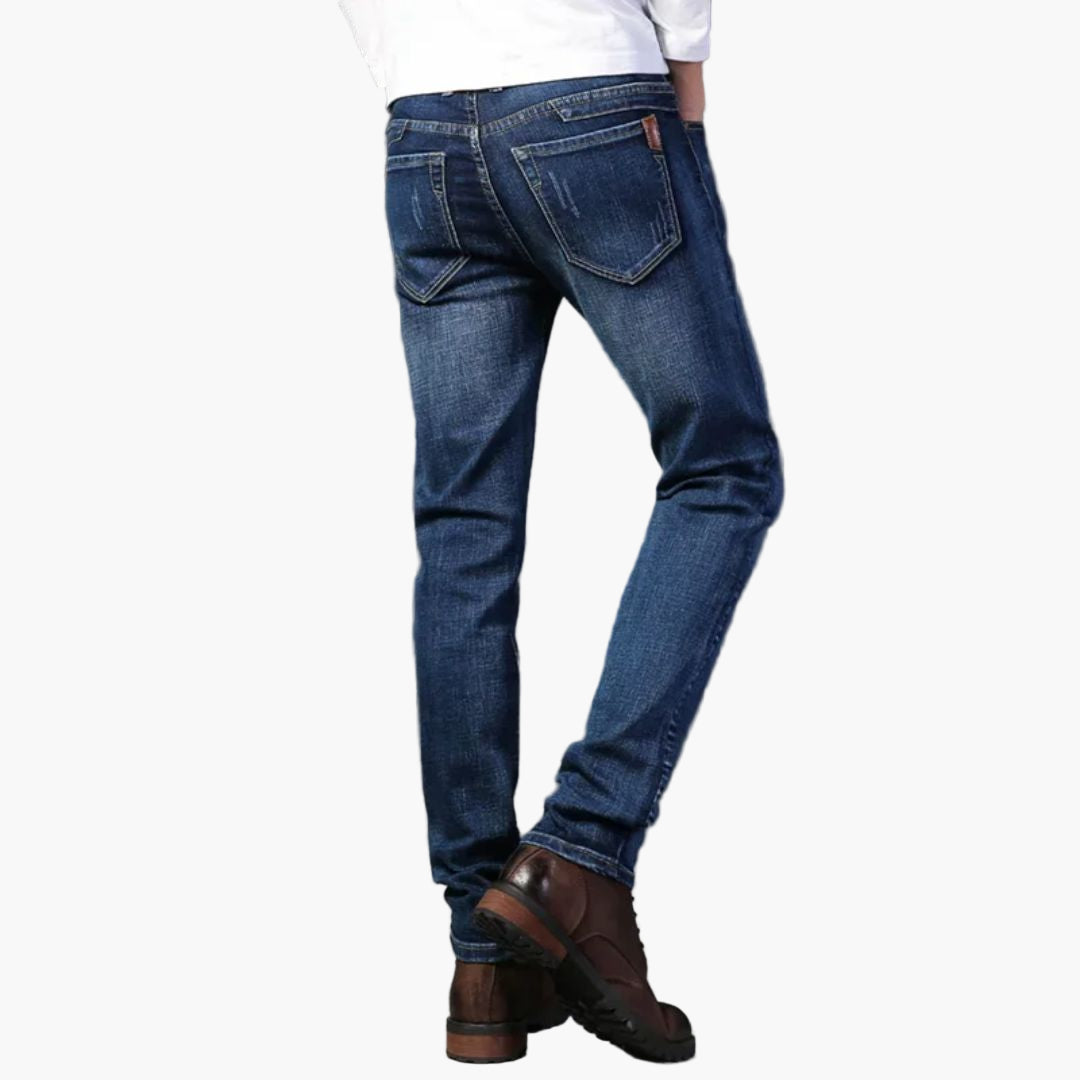 Men's Classic Slim Traveler Jeans - Casual Straight Fit Stretch Denim