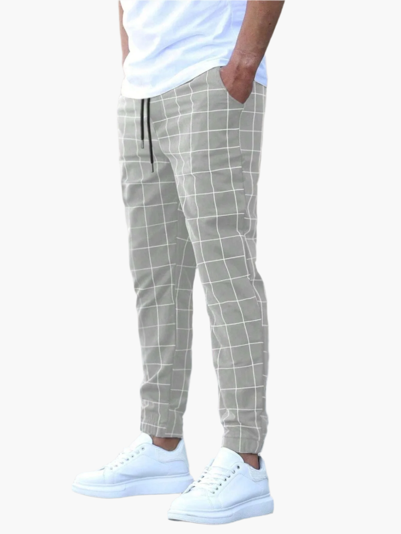 Men's Casual Checked Jogger Pants – Modern Fit Everyday Streetwear
