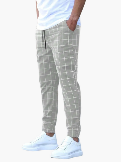 Men's Casual Checked Jogger Pants – Modern Fit Everyday Streetwear
