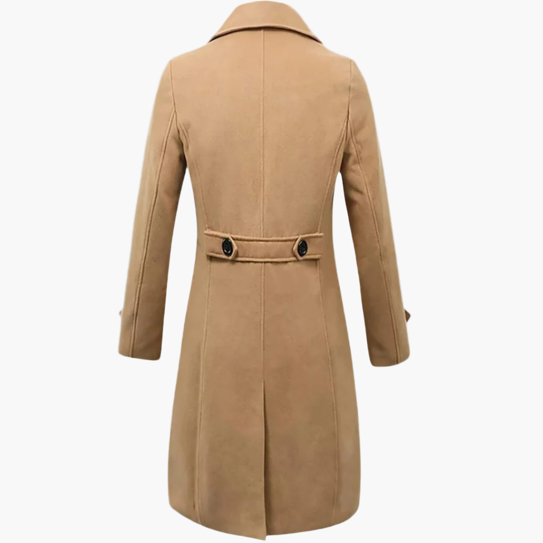 Men's Modern Double-Breasted Long Trench Coat for Business & Casual Style