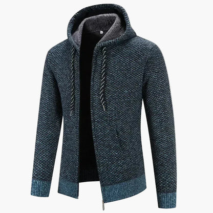 Men's Knitted Hooded Zip-Up Cardigan for Casual and Outdoor Warmth