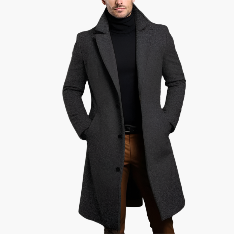 Men's Classic Long Overcoat – Elegant Winter Business and Casual Style