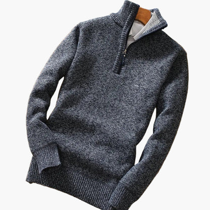 Men's Quarter-Zip Knit Sweater – Relaxed Fit Pullover for Casual and Smart Occasions