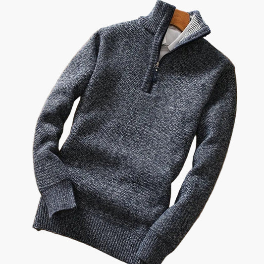 Men's Quarter-Zip Knit Sweater – Relaxed Fit Pullover for Casual and Smart Occasions