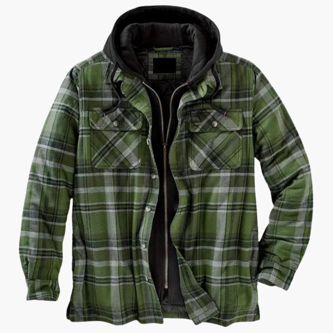 Men's Hooded Plaid Outdoor Jacket - Classic Lumberjack Style for Everyday and Adventure