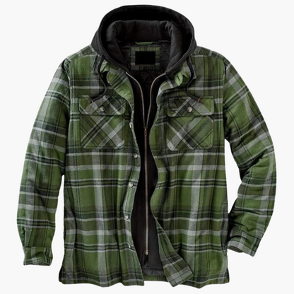 Men's Hooded Plaid Outdoor Jacket - Classic Lumberjack Style for Everyday and Adventure