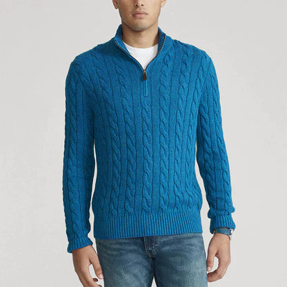Men's Classic Cable Knit Quarter-Zip Sweater – Versatile Everyday Style
