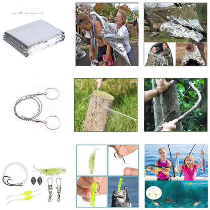14-in-1 Survivalpakket met Tactisch Mes, Zaklamp, Kompas, EHBO en Meer – Outdoor Noodpakket voor Avonturiers