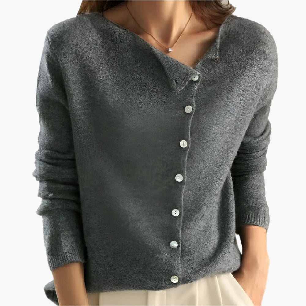 Women's Button Front Side Closure Cardigan Sweater Casual Elegant Style