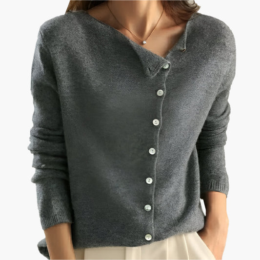 Women's Button Front Side Closure Cardigan Sweater Casual Elegant Style