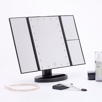 Orion – Driezijdige Opvouwbare Vergrotende Make-up Spiegel met Lamp