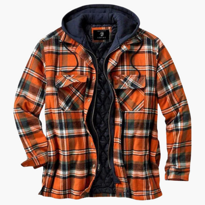 Men's Hooded Plaid Outdoor Jacket - Classic Lumberjack Style for Everyday and Adventure