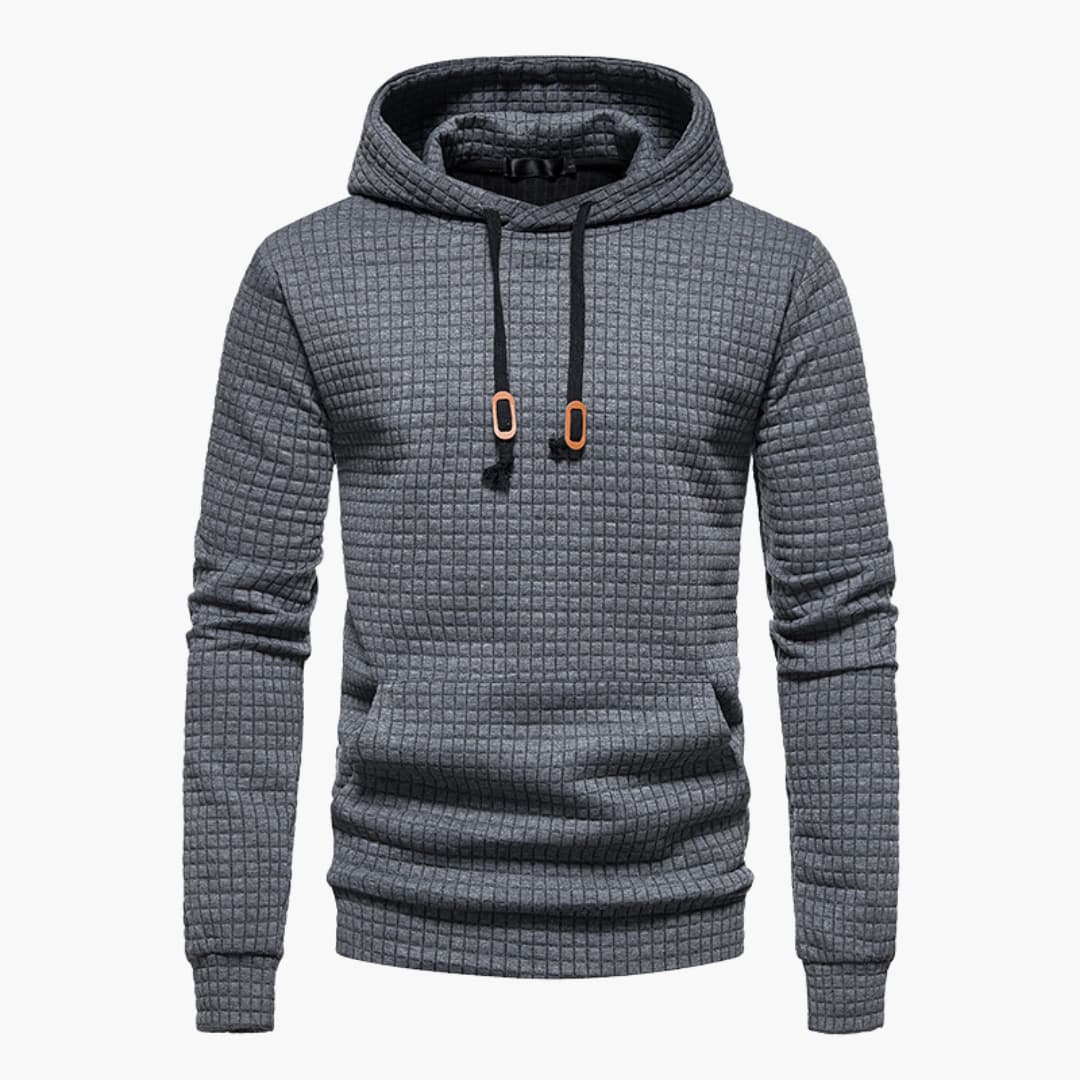 Men's Casual Plaid Hoodie – Modern Slim Fit Pullover for Everyday Comfort