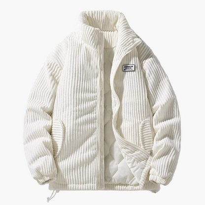 Men's Classic Corduroy Puffer Jacket – Stylish Winter Outerwear with Stand Collar