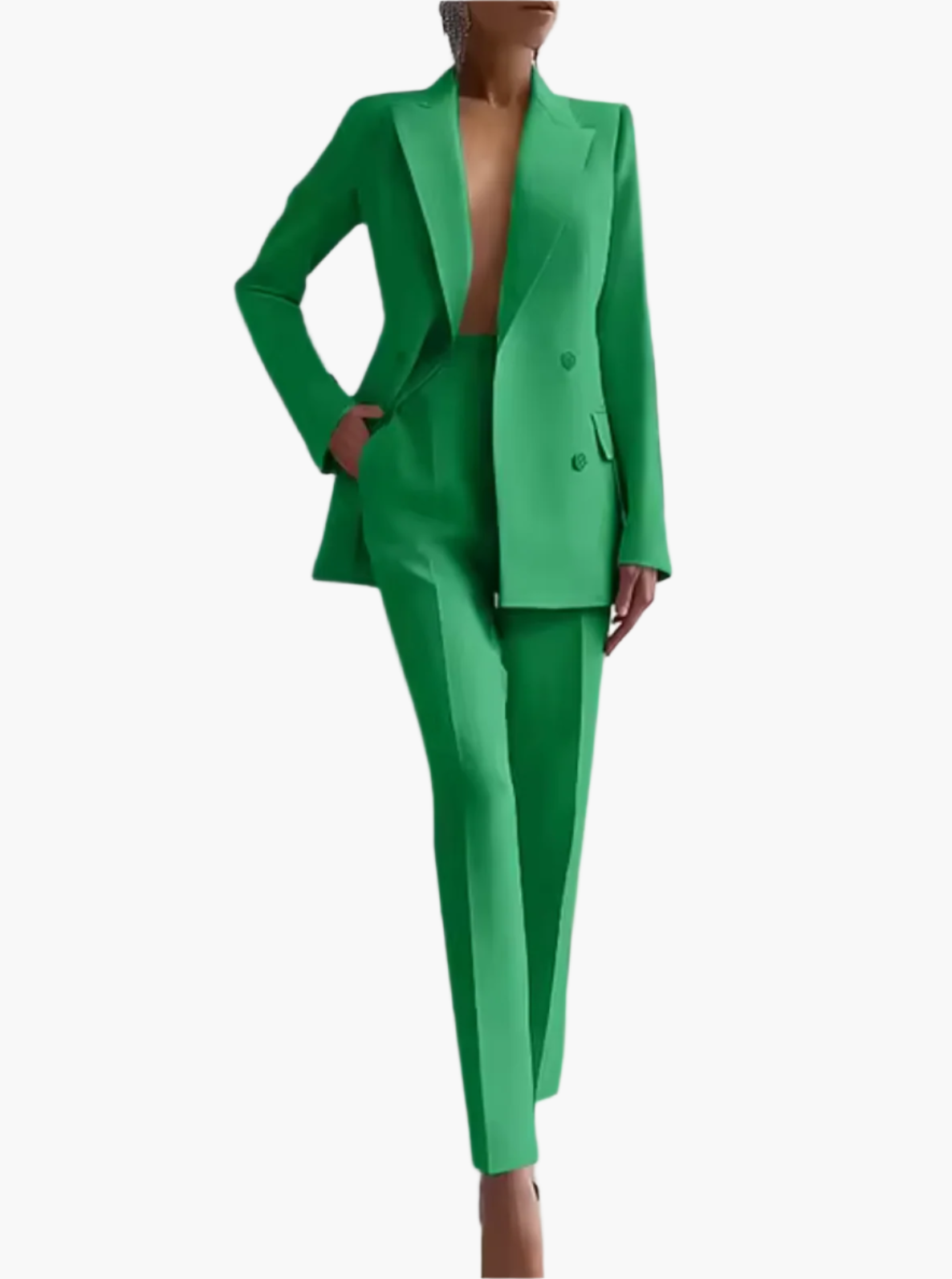 Women's Business Two-Piece Blazer and Pants Set – Elegant Office Suit for Summer