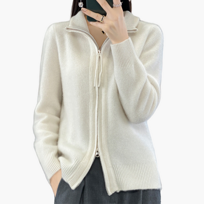 Women's Classic Zip-Up Cardigan Sweater – Everyday Casual Style