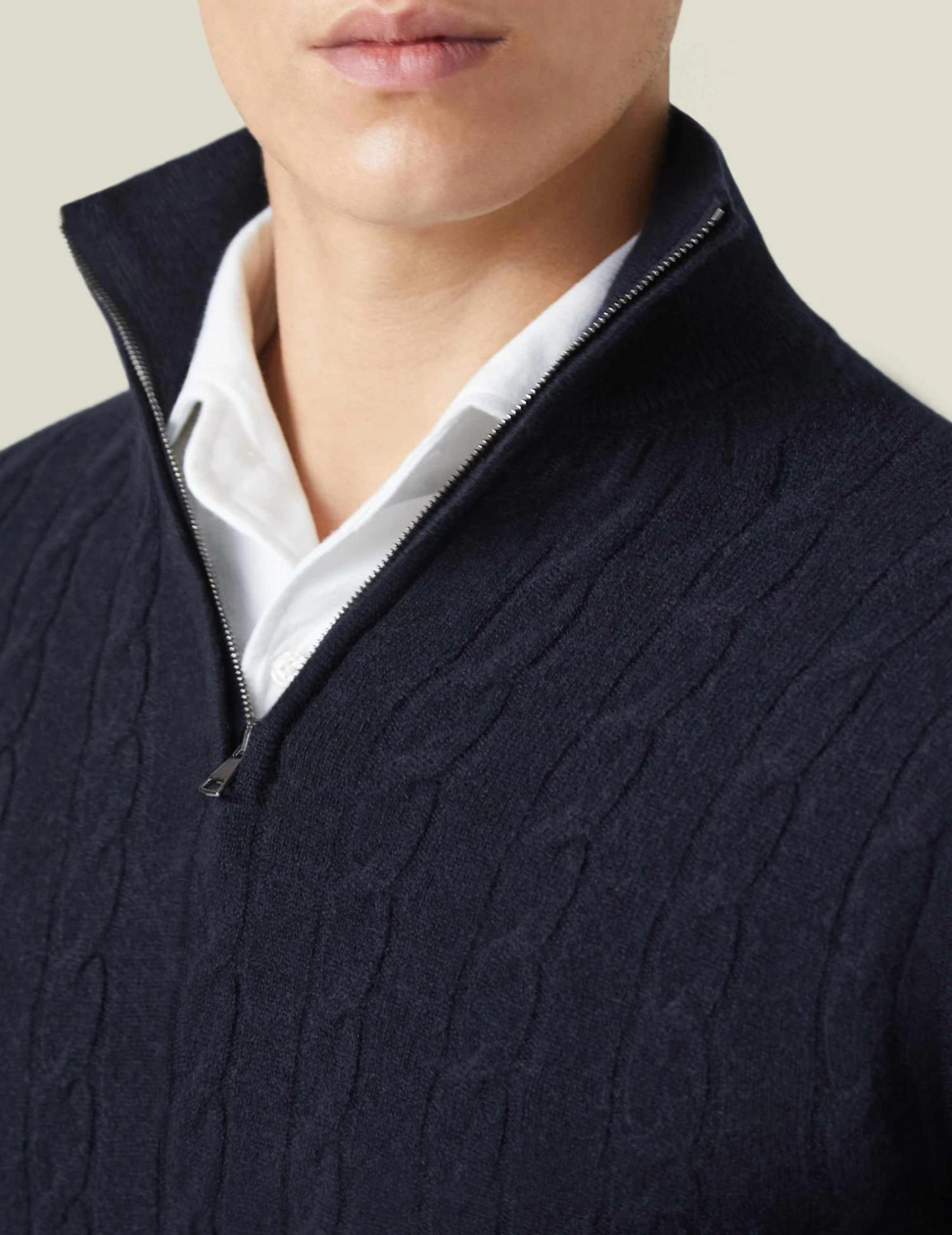 Men's Classic Cable-Knit Quarter-Zip Sweater – Versatile Smart Casual Style