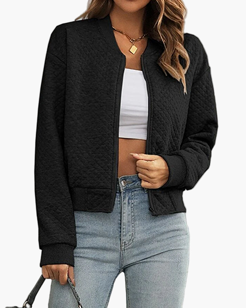 Women's Quilted Bomber Jacket Casual Street Style