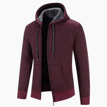 Men's Knitted Hooded Zip-Up Cardigan for Casual and Outdoor Warmth