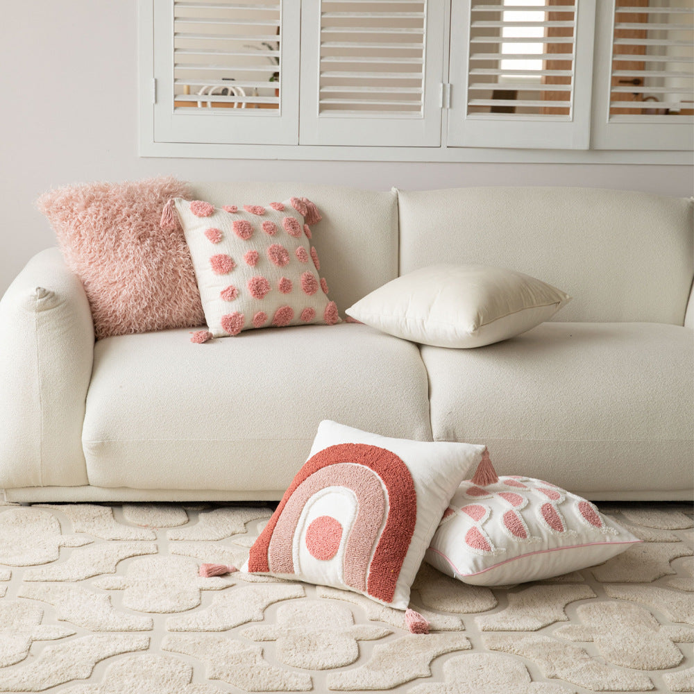 Cypress – Moderne Polka Dot Tassel Kussenhoes