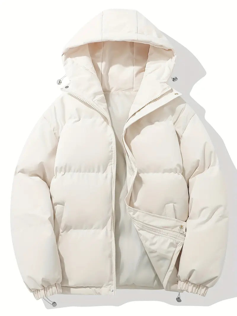 Men's Classic Winter Puffer Jacket with Hood for Cold Weather and Everyday Style