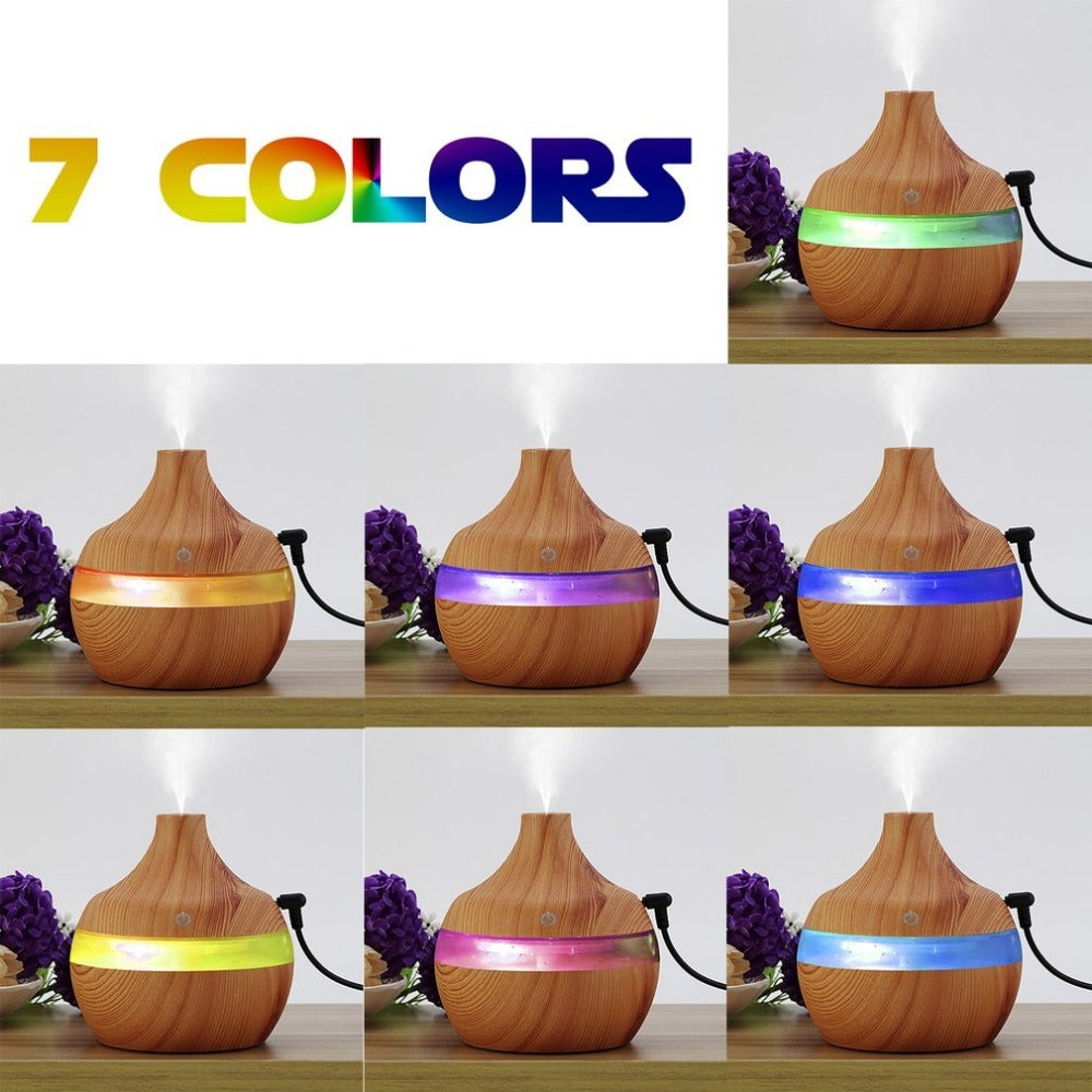 Benedict – Houten Grain Aromatherapie USB Luchtbevochtiger met Essentiële Olie Diffuser