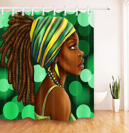 Iris – Douchegordijn met Graffiti Kunst van een Afrikaanse Meisje