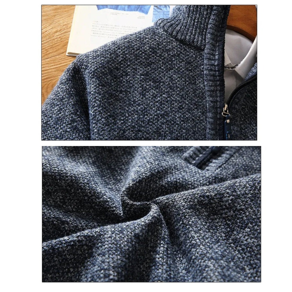Men's Quarter-Zip Knit Sweater – Relaxed Fit Pullover for Casual and Smart Occasions
