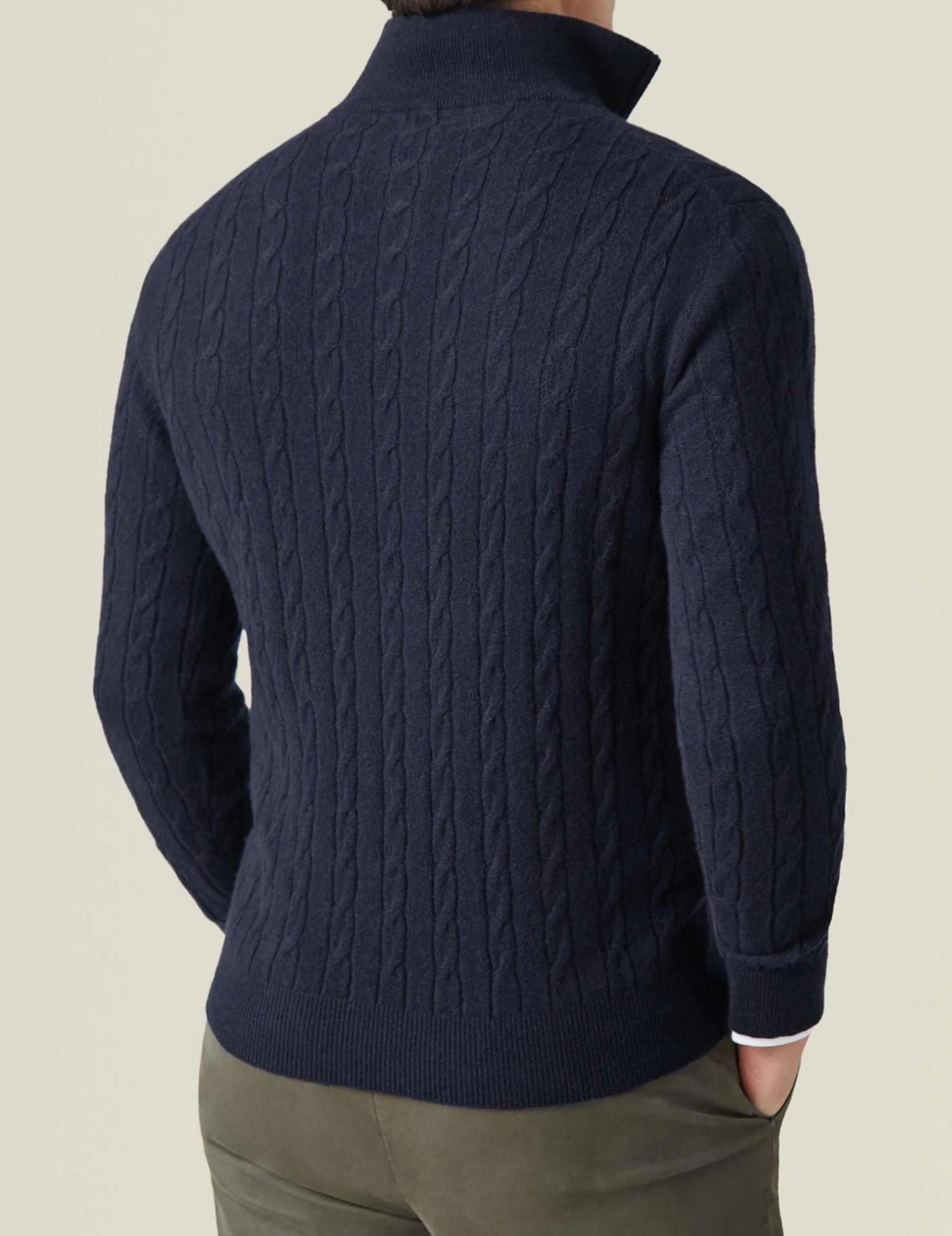 Men's Classic Cable-Knit Quarter-Zip Sweater – Versatile Smart Casual Style