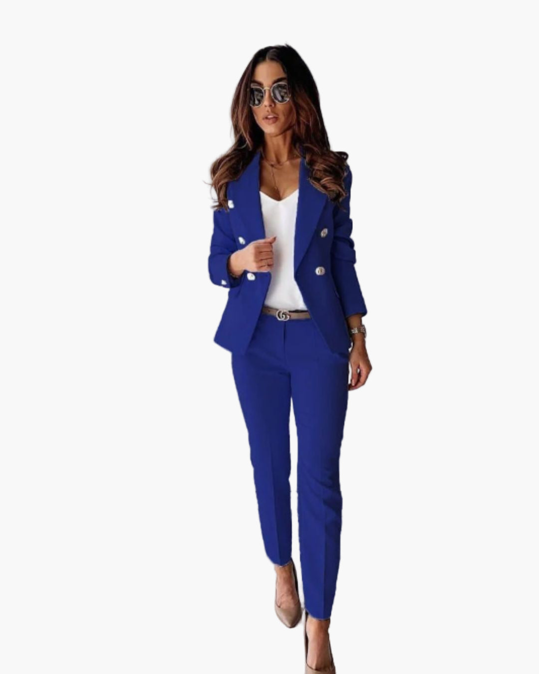 Women's Double-Breasted Tailored Suit Set – Elegant Business and Evening Wear