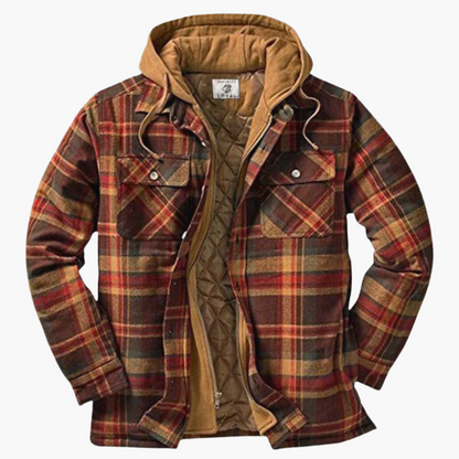 Men's Hooded Plaid Outdoor Jacket - Classic Lumberjack Style for Everyday and Adventure