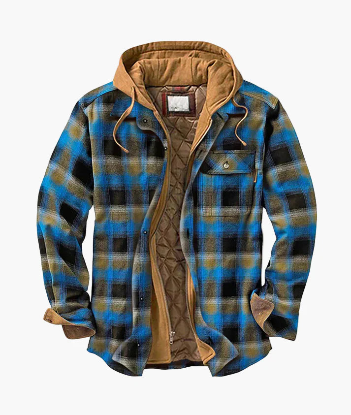 Men's Plaid Sherpa-Lined Hooded Shirt Jacket - Urban Casual Outerwear