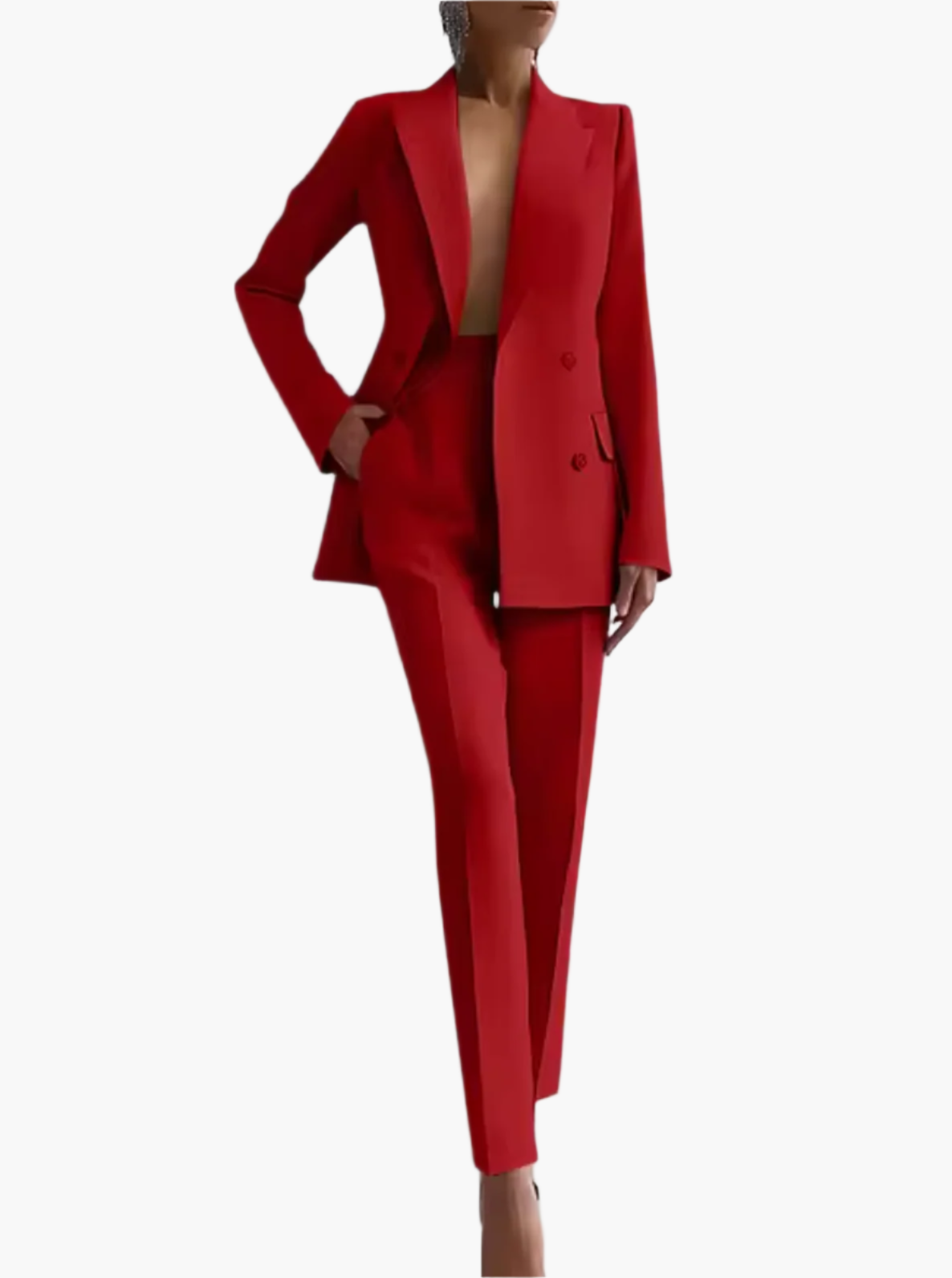 Women's Business Two-Piece Blazer and Pants Set – Elegant Office Suit for Summer