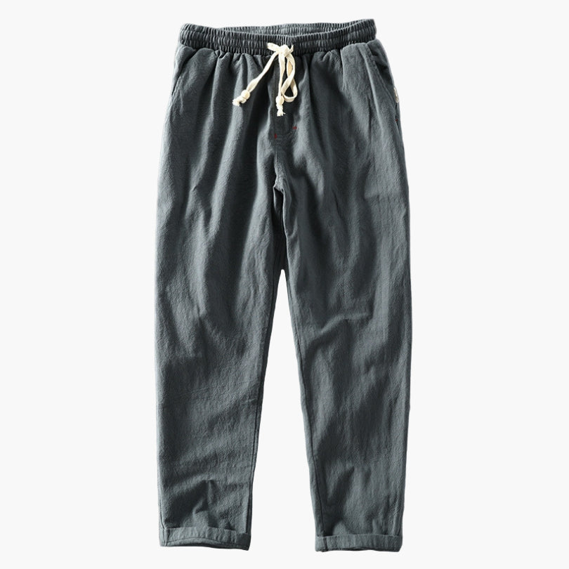 Men's Relaxed Fit Japanese-Style Drawstring Trousers for Everyday Comfort and Outdoor Use