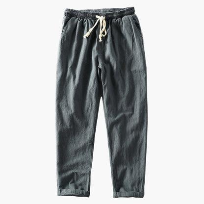 Men's Relaxed Fit Japanese-Style Drawstring Trousers for Everyday Comfort and Outdoor Use
