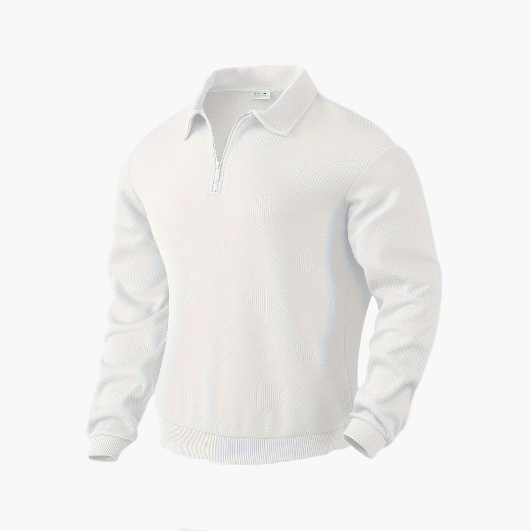 Men's Quarter-Zip Vintage Geometric Sweater – Relaxed Fit, Everyday Style