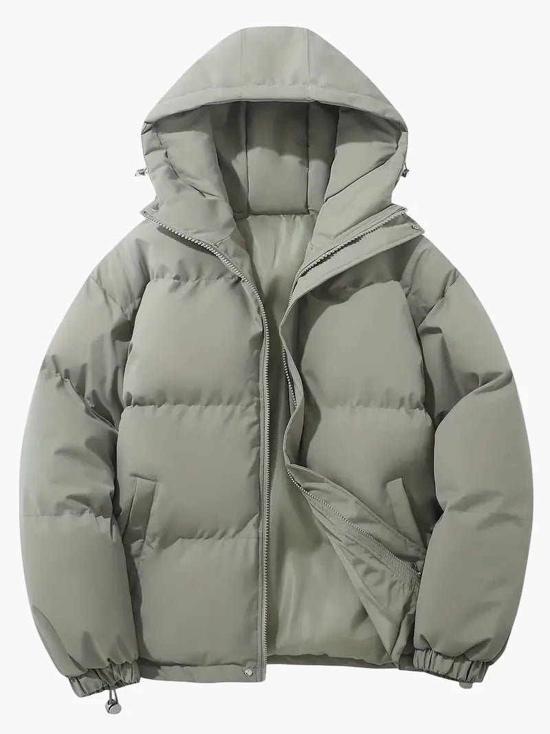 Men's Classic Winter Puffer Jacket with Hood for Cold Weather and Everyday Style