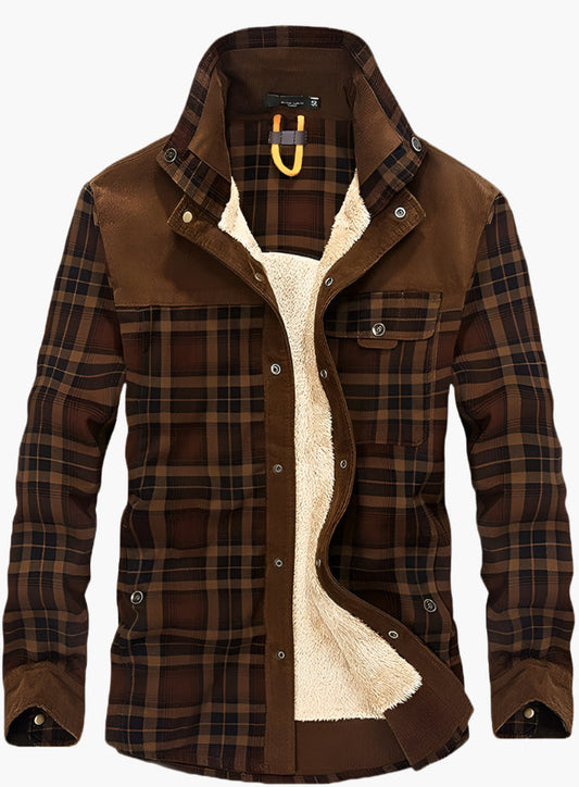 Men's Outdoor Plaid Shirt Jacket with Fleece Lining – Casual Adventure Style
